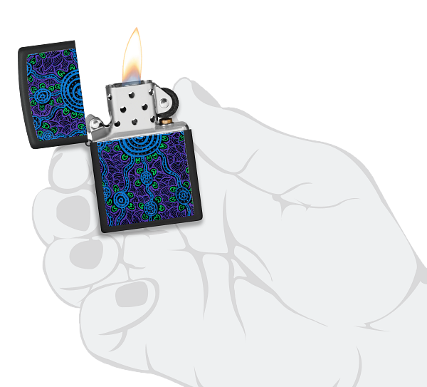 Zippo John Smith Gumbula Black Light Design, Black Matte Lighter #48625