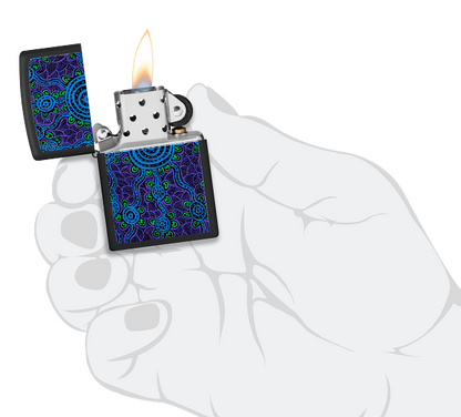 Zippo John Smith Gumbula Black Light Design, Black Matte Lighter #48625