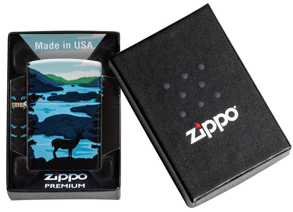 Zippo Deer Landscape 540° Design, Colorful Windproof Lighter #49483