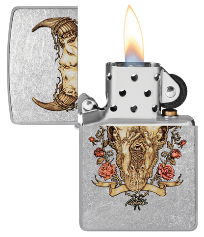 Zippo Rick Rietveld Desert Skull, Street Chrome Lighter #48559