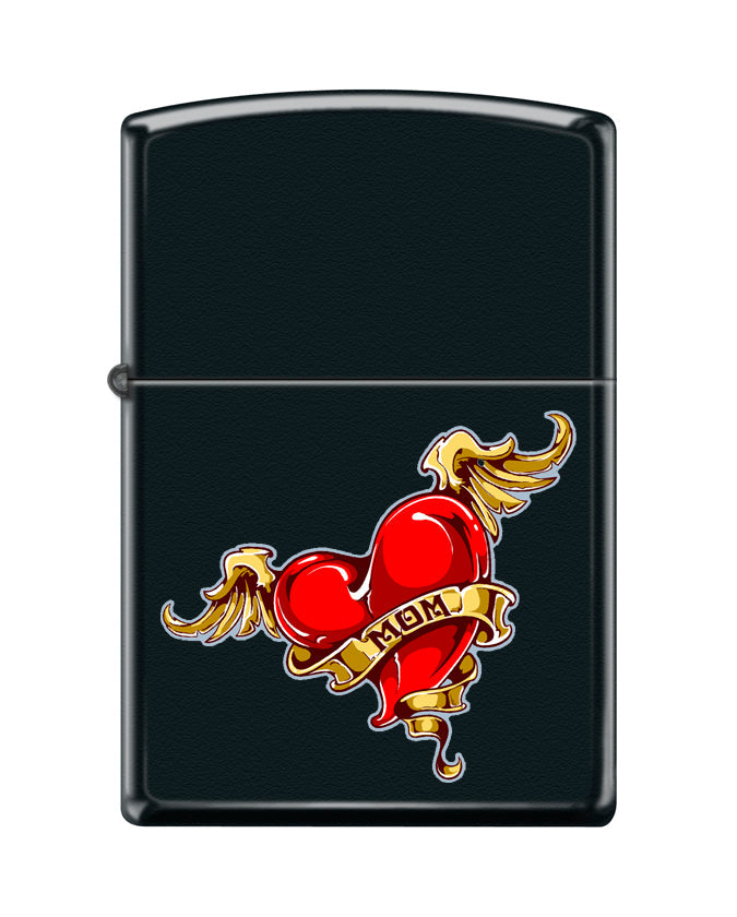 Zippo Mom Tattoo Design, Black Matte  Lighter #218-095842