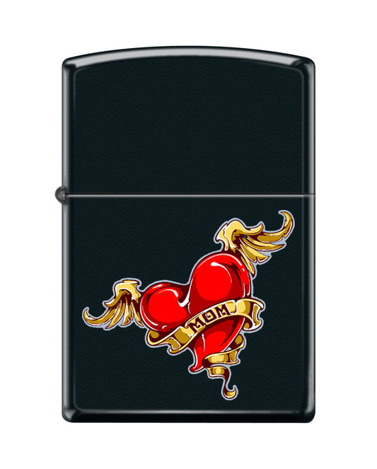 Zippo Mom Tattoo Design, Black Matte  Lighter #218-095842