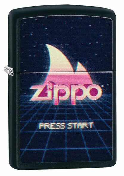 Zippo Retro Gaming Design, Press Start, Black Matte Windproof Lighter USA #49115