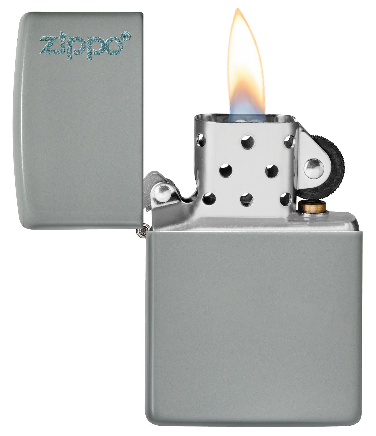 Zippo Flat Grey Base Model with Zippo Logo, Windproof Lighter #49452ZL