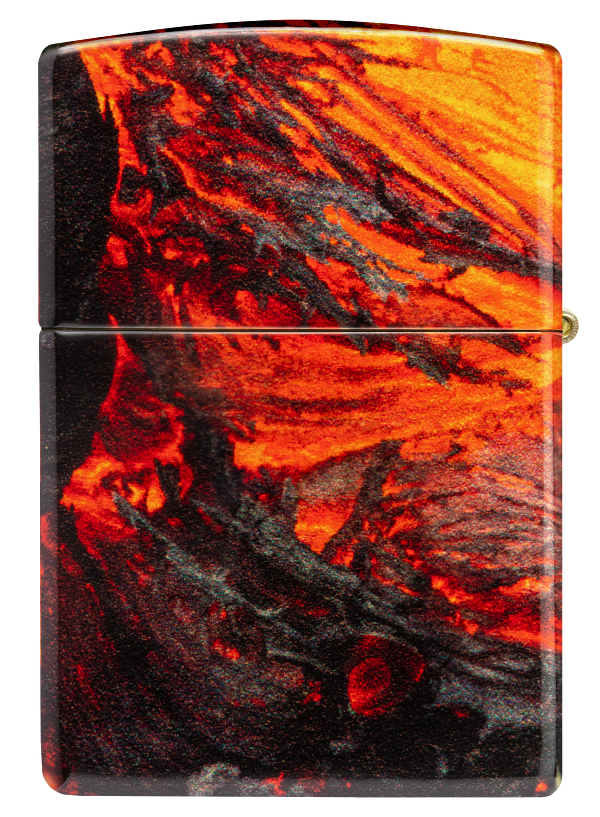 Zippo Fire Lava Flow 540 Design, Tumbled Brass Lighter #48622