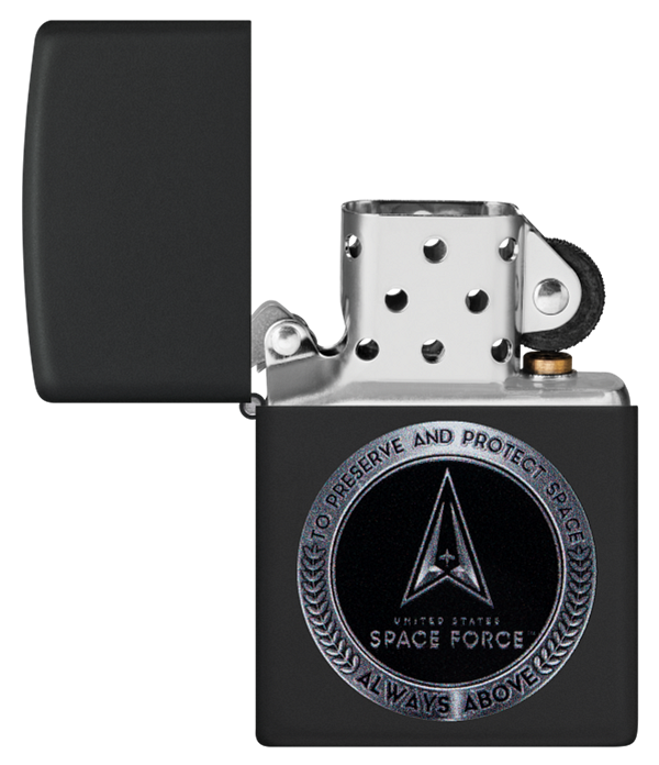 Zippo USA Space Force Logo Design, Black Matte Lighter #48548