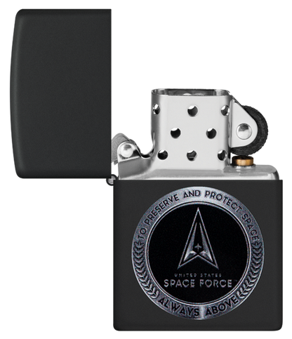 Zippo USA Space Force Logo Design, Black Matte Lighter #48548