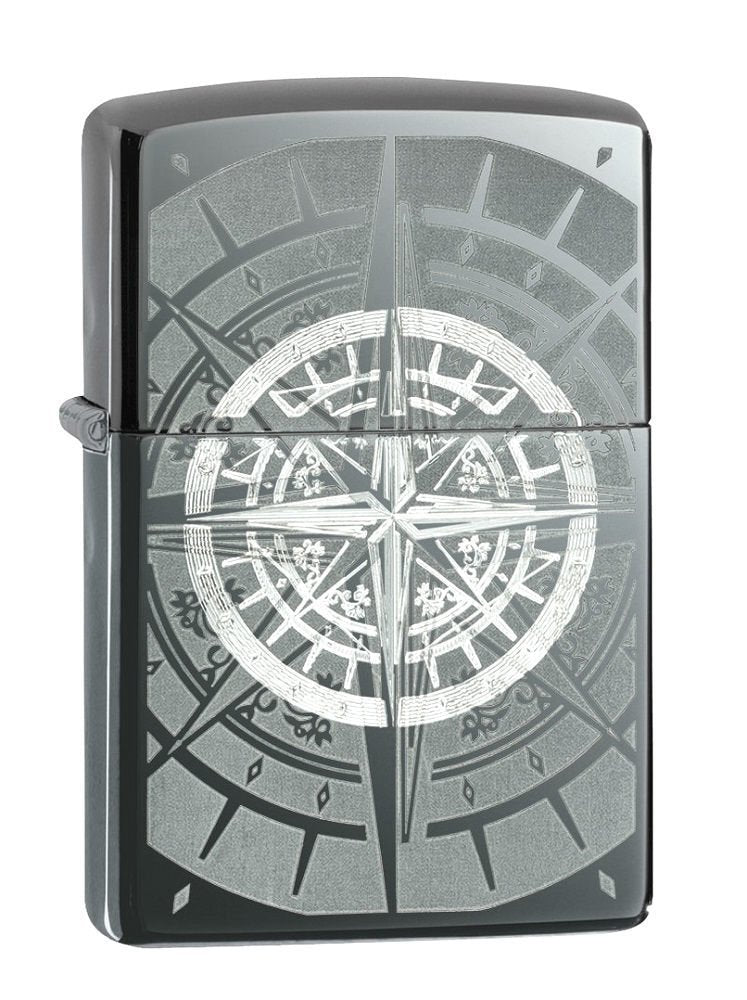 Zippo Exquisite Compass Lighter, Black Ice Finish, Windproof #29232