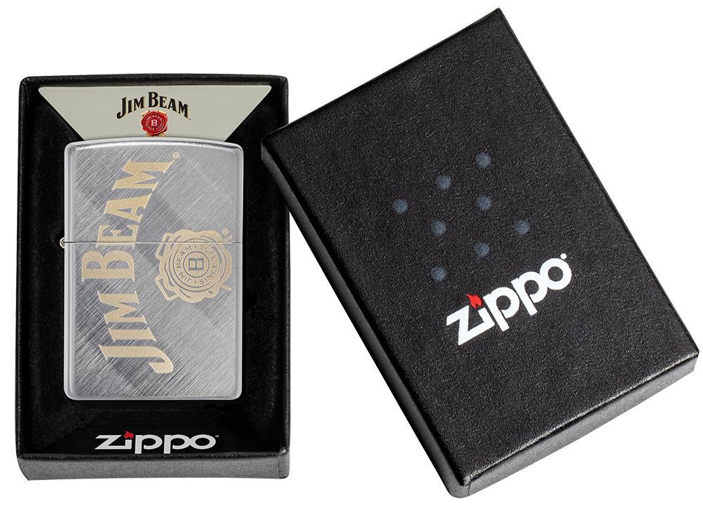 Zippo Jim Beam Logo, Laser Engraved, Diagonal Weave Finish Lighter #49324