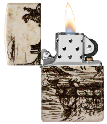 Zippo Wild West Cowboy Scene 540 Design, Matte Finish Lighter #48518