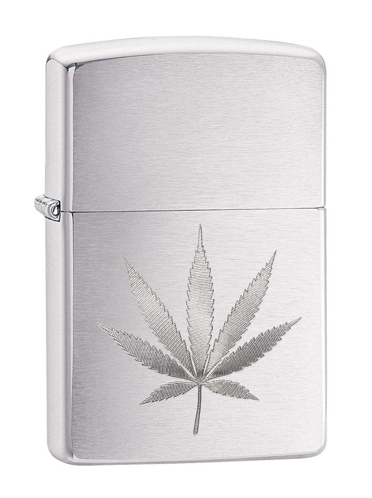 Zippo Leaf Design, Auto Engraved Brushed Chrome Pocket Lighter #29587