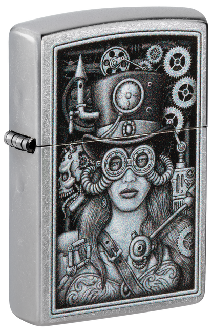 Zippo Steampunk Girl, Street Chrome Lighter #48387