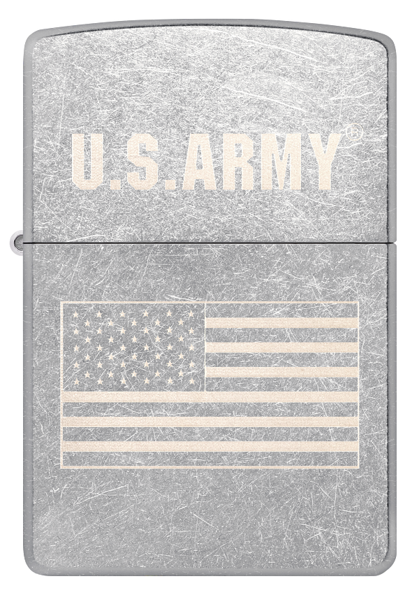 Zippo USA Army Flag Laser Engrave Design, Street Chrome Lighter #48557