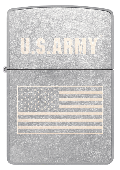 Zippo USA Army Flag Laser Engrave Design, Street Chrome Lighter #48557