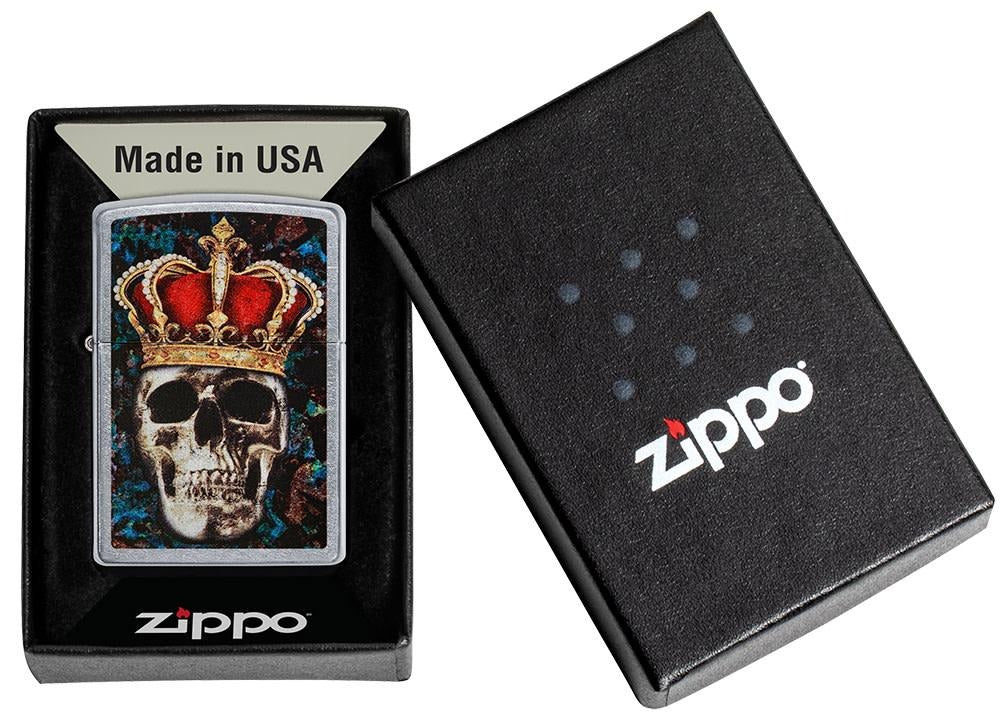 Zippo Skull King Design, Street Chrome Windproof Lighter #49666