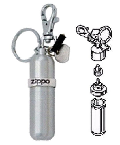 Zippo Aluminum Fuel Canister, Reusable, Key Ring, Flint Storage + More #121503