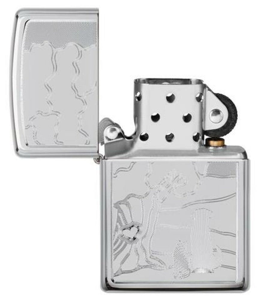 Zippo Family Pets and Tree Engraved Design, High Polish Chrome Lighter #49258