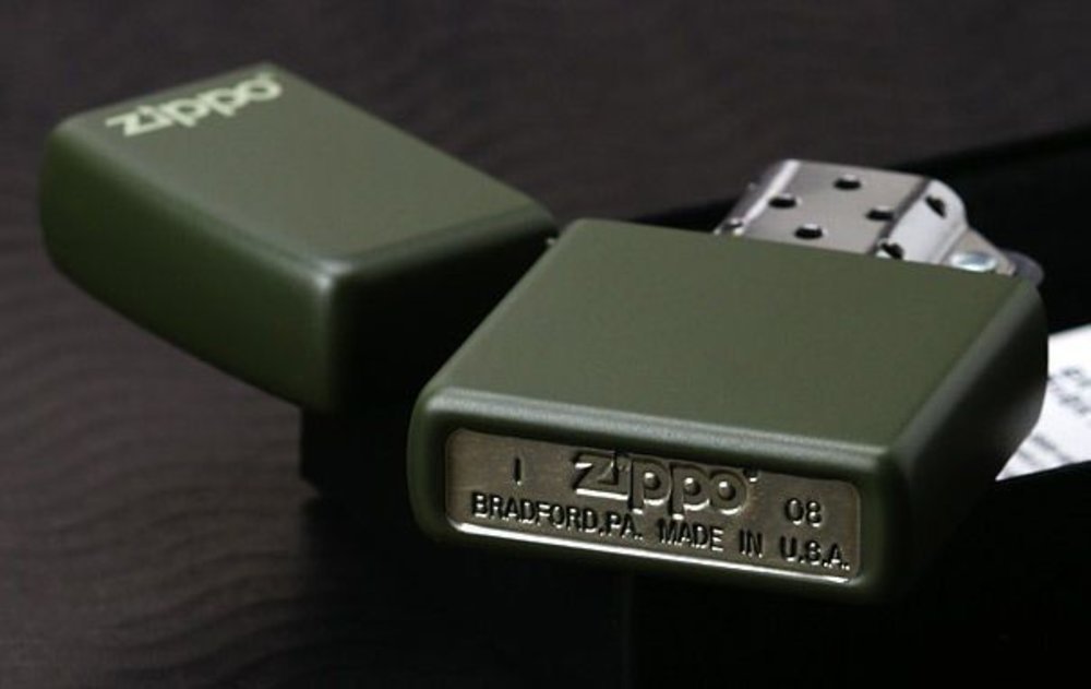 Zippo Green Matte Lighter, w/Logo #221ZL