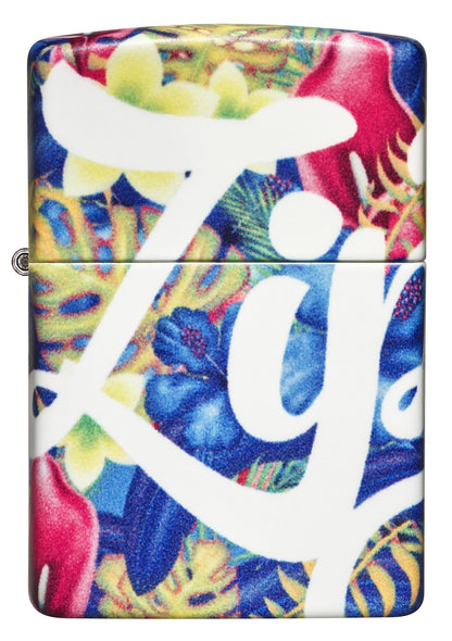 Zippo Colorful Logo 540° Design, Floral Colors, Windproof Lighter #49436