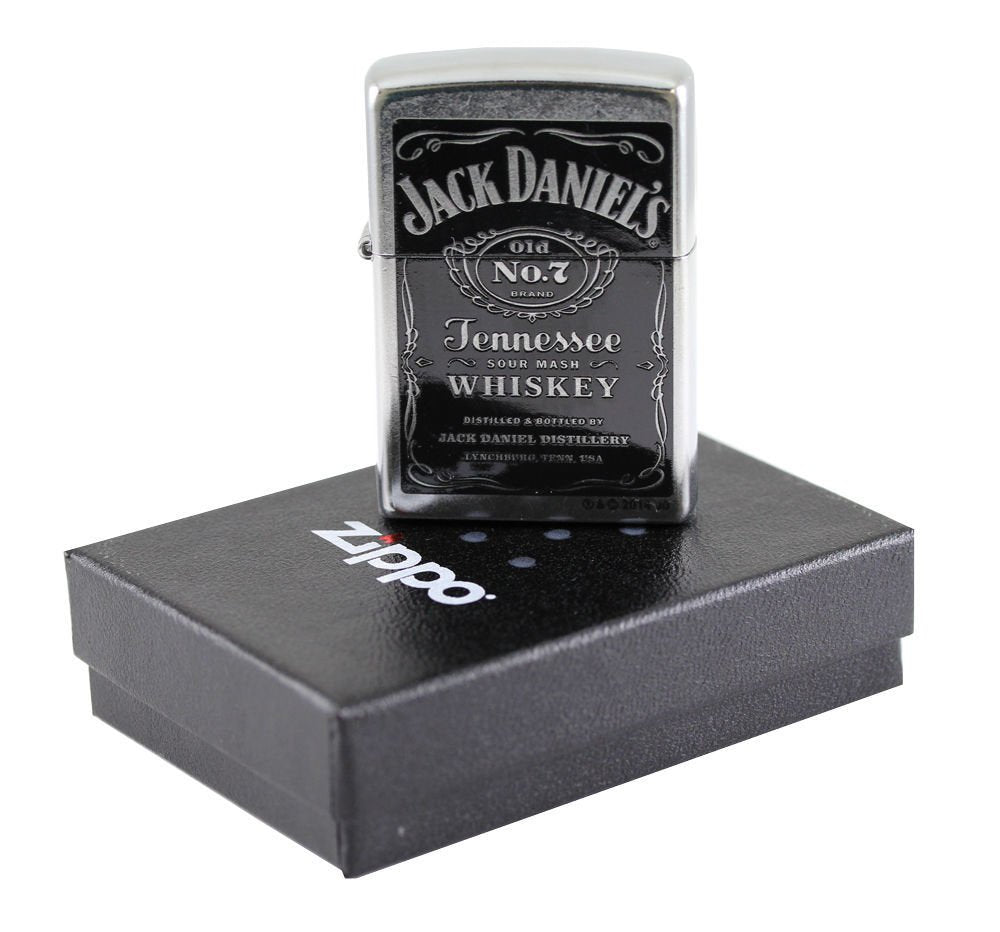 Zippo Jack Daniels Label, Street Chrome #24779