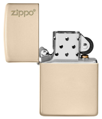 Zippo Classic Flat Sand Zippo Logo Base Model, Windproof Lighter #49453ZL