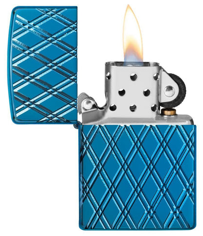 Zippo High Polish Blue Diamonds, High Polish Blue Armor Lighter #29964