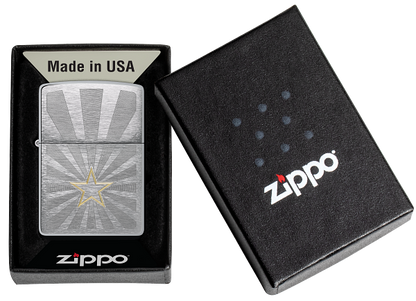 Zippo American Star Two-Tone Engraving, Brushed Chrome Lighter #48657