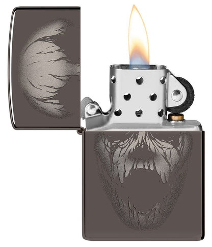 Zippo Screaming Monster Design, Black Ice Finish Windproof Lighter #49799