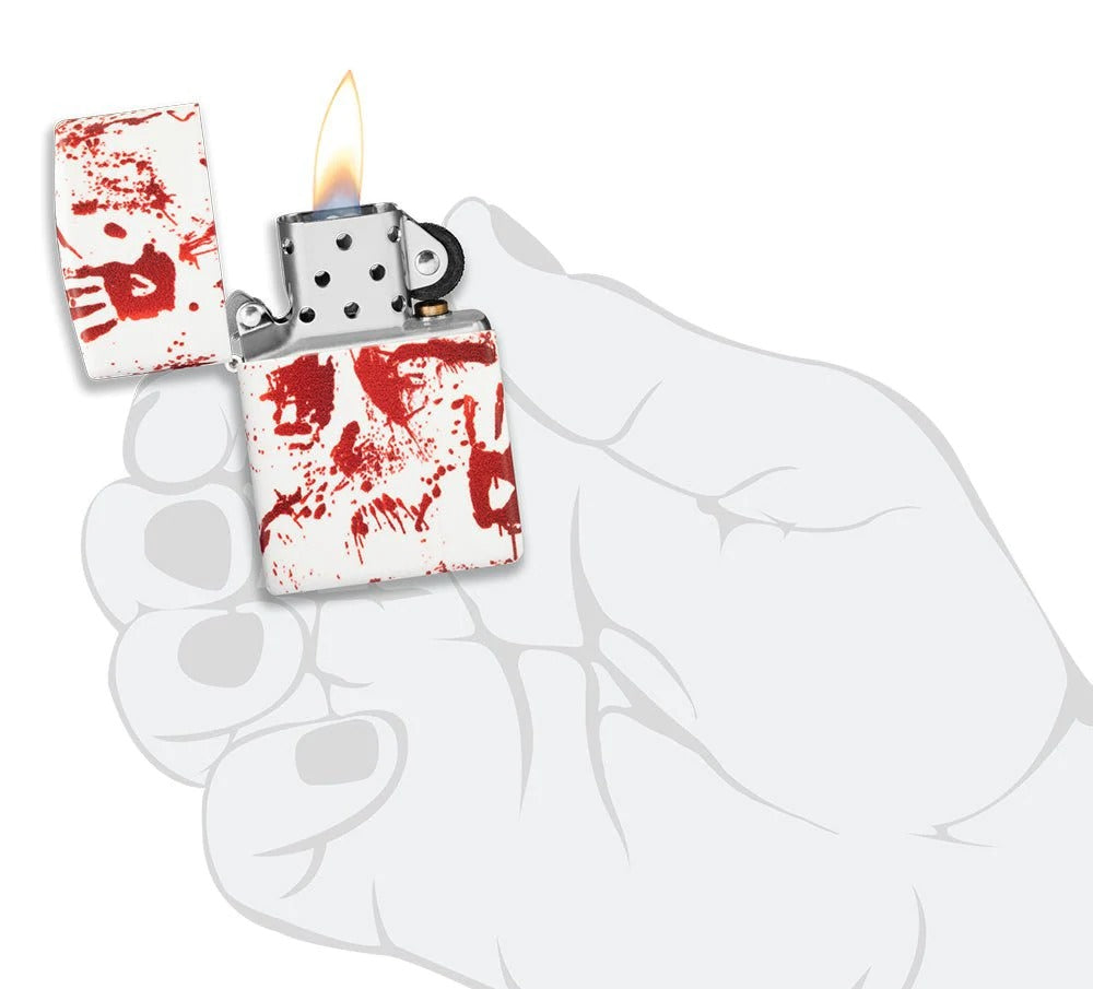 Zippo Bloody Hand Print Horror Design, 540° Design, Windproof Lighter #49808