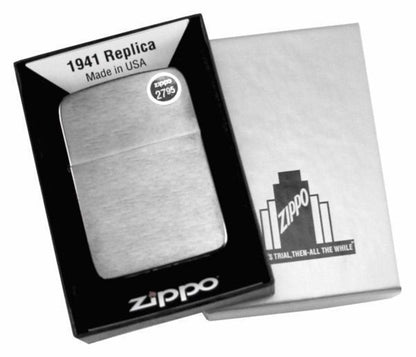 Zippo 1941 Vintage Replica Lighter, Windproof Brushed Chrome #1941