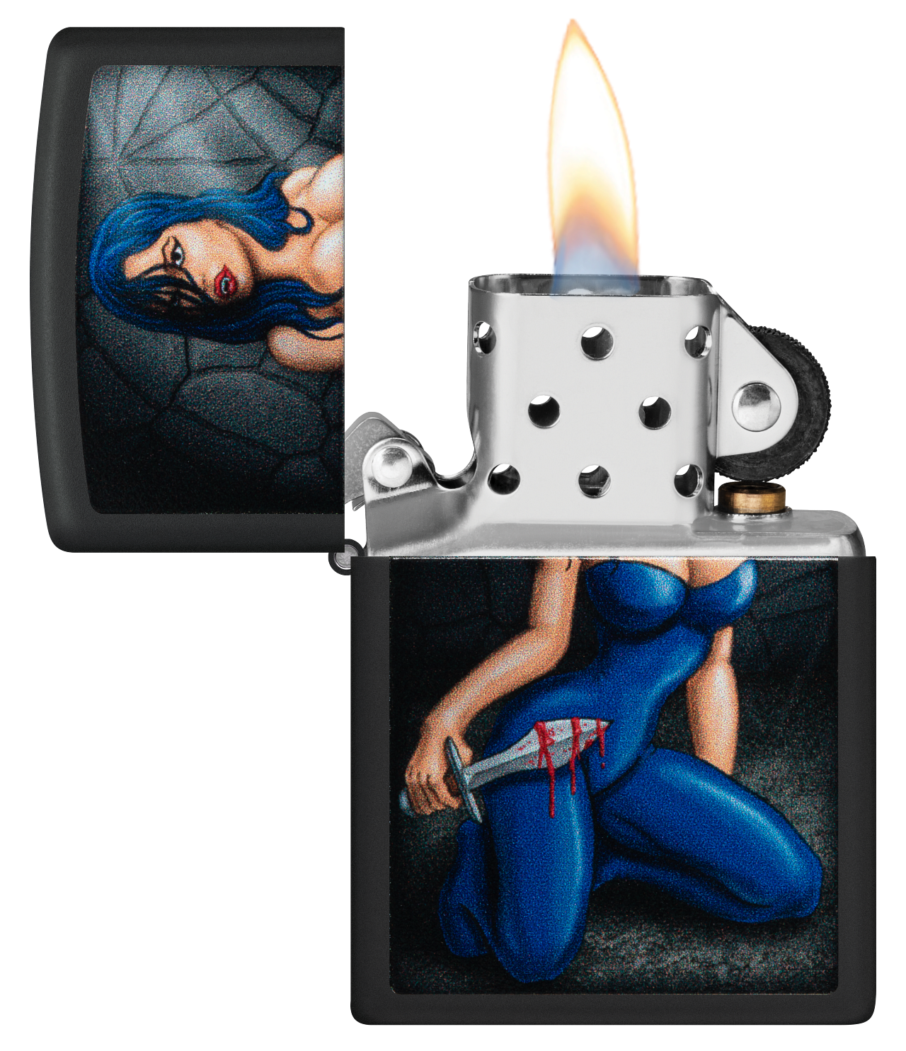 Zippo Horror Girl, Black Matte Finish Lighter #48388