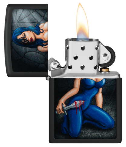 Zippo Horror Girl, Black Matte Finish Lighter #48388