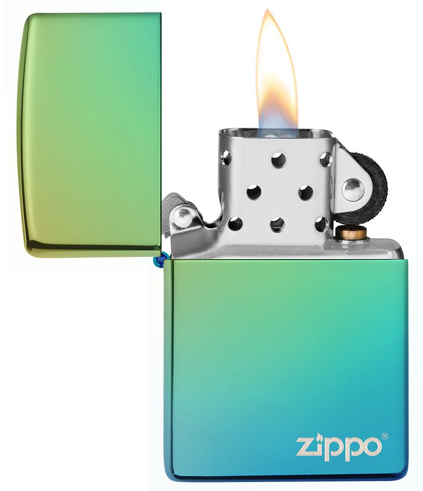 Zippo Classic High Polish Teal Zippo Logo Base Model Lighter #49191ZL