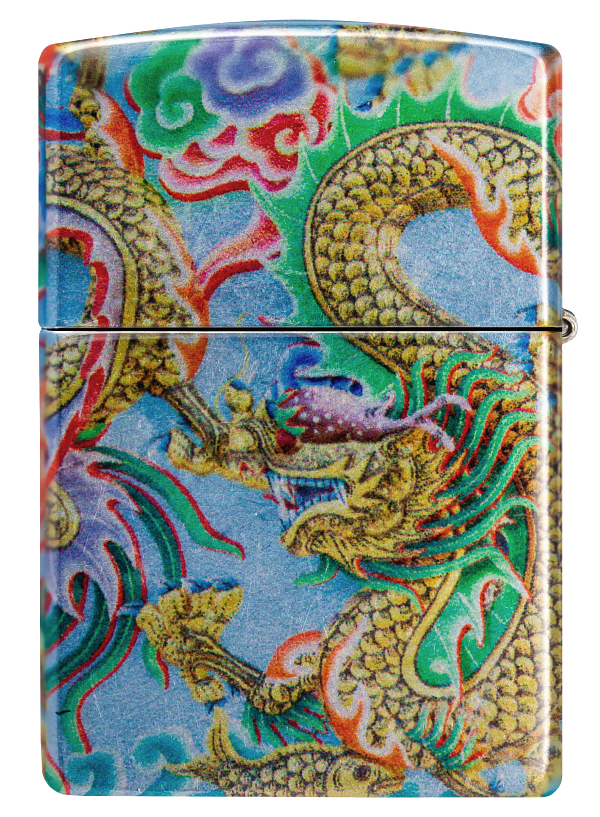 Zippo Asian Dragon 540 Tumbled Chrome Fusion Design Lighter #48575