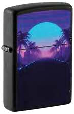 Zippo Miami Florida Roads, Black Light, Black Matte Lighter #49809