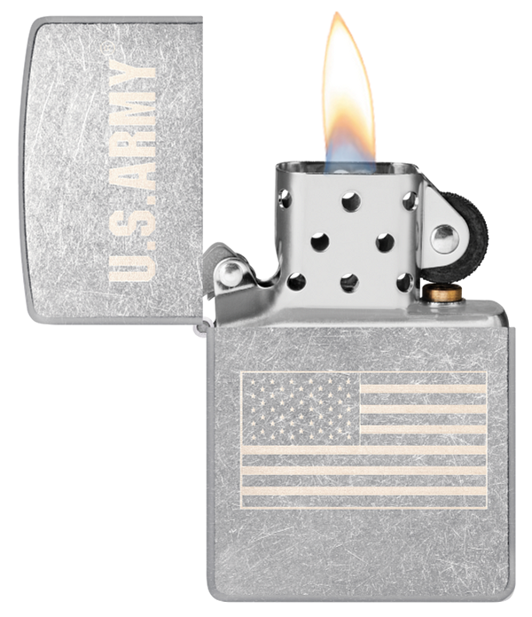 Zippo USA Army Flag Laser Engrave Design, Street Chrome Lighter #48557