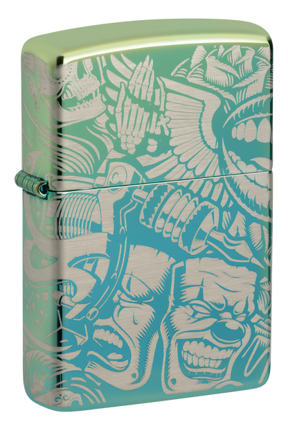 Zippo 540 Creative Tattoo Design, High Polish Teal Lighter #48410