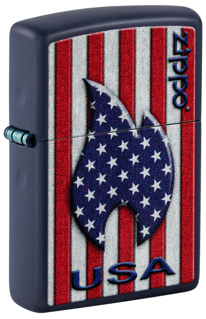 Zippo USA Flag Stars and Stripes Design, Navy Matte Lighter #48560