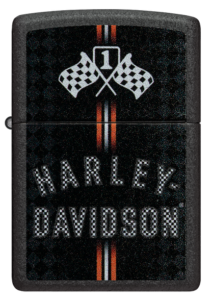 Zippo Harley Davidson Flags Design, Black Crackle Lighter #48558