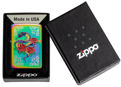 Zippo Snake and Roses Tattoo, Multi Color Lighter #48395