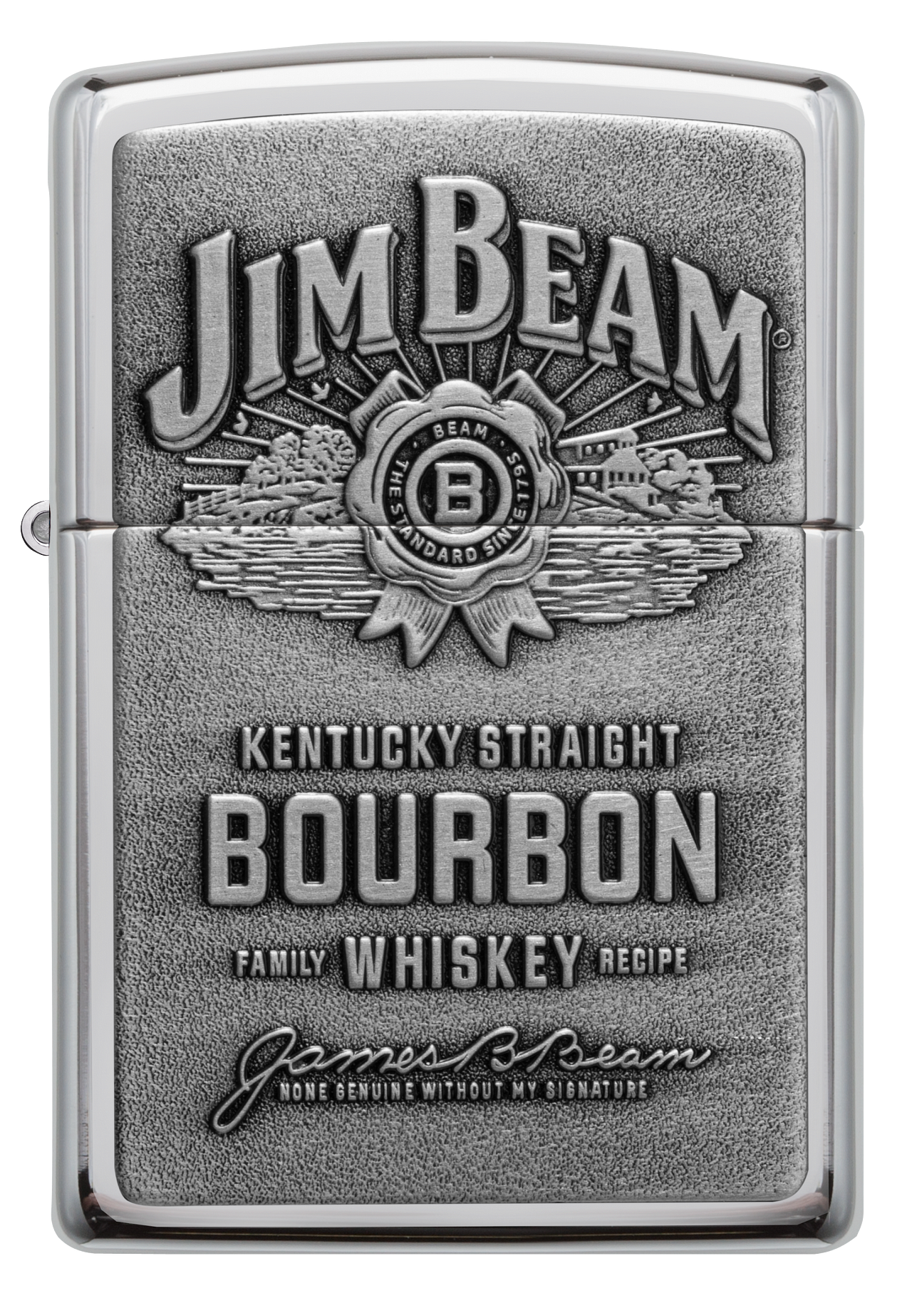 Zippo Jim Beam Bourbon Whiskey Emblem, High Polish Chrome Lighter #250JB.928