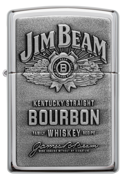 Zippo Jim Beam Bourbon Whiskey Emblem, High Polish Chrome Lighter #250JB.928