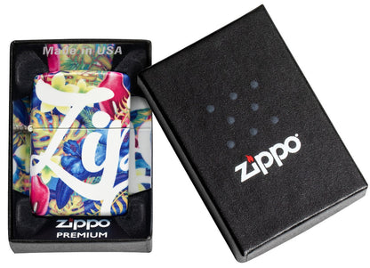 Zippo Colorful Logo 540° Design, Floral Colors, Windproof Lighter #49436