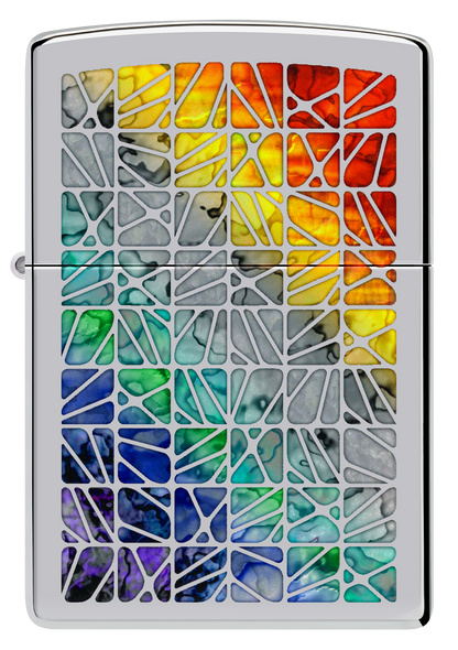 Zippo Fusion Tile Pattern, High Polish Chrome Lighter #48412