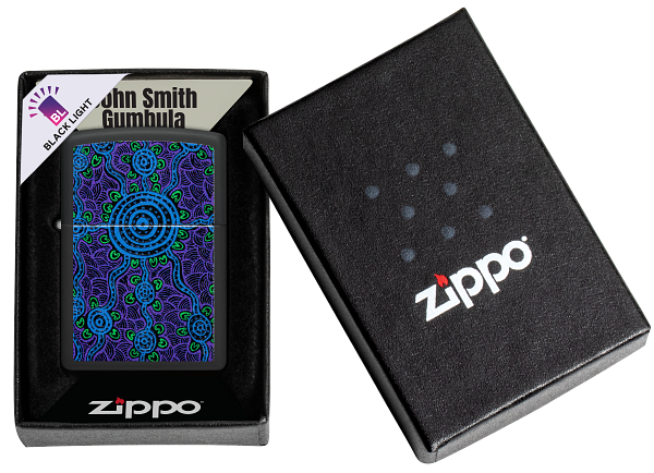 Zippo John Smith Gumbula Black Light Design, Black Matte Lighter #48625