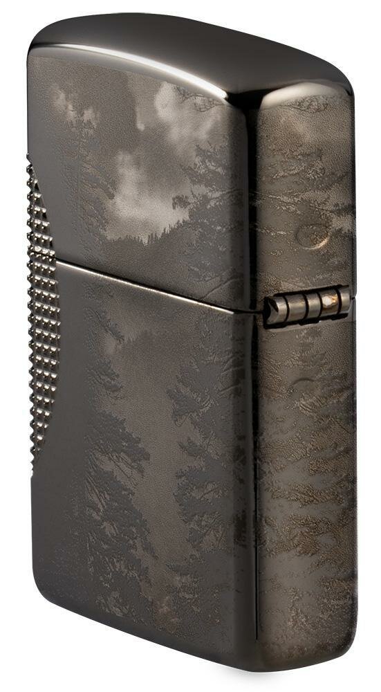 Zippo Wolf Design, Textured 360° Armor Black Ice Finish Windproof Lighter #49353