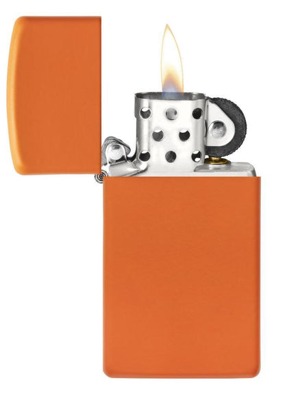 Zippo Slim Orange Matte Windproof Lighter, Original Zippo Box, Made in USA #1631