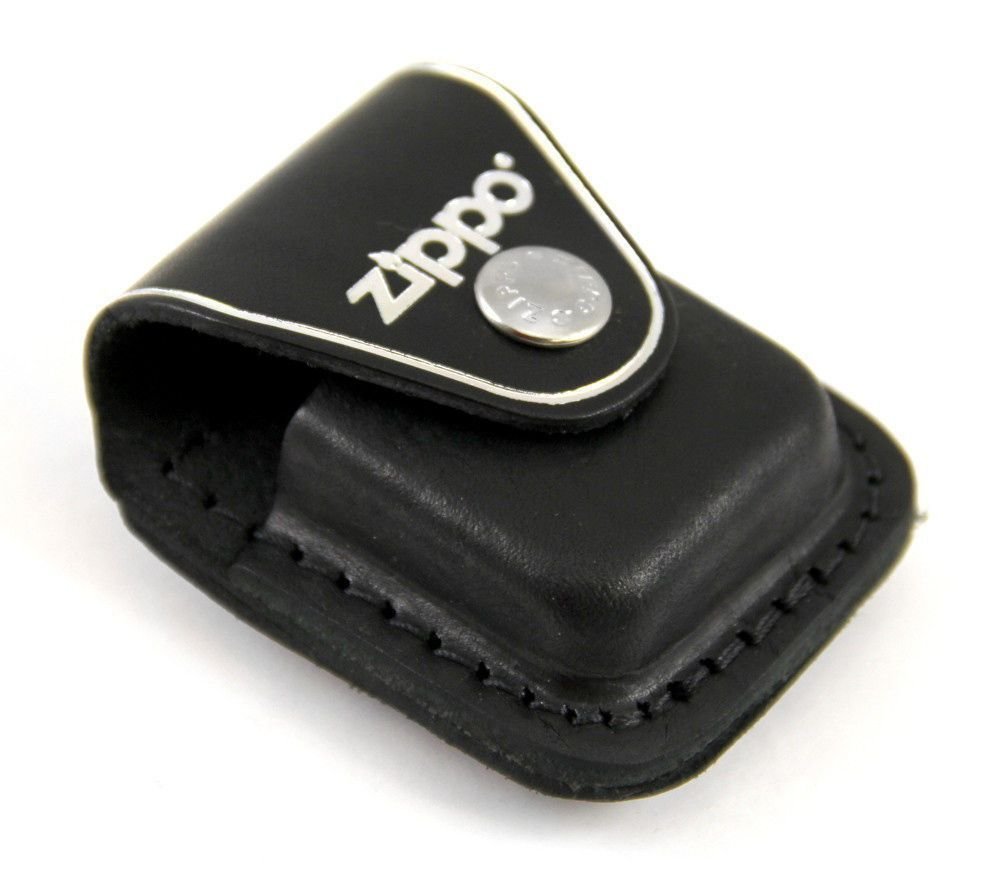 Zippo Clip-On Black Leather Pouch, For Zippo Lighters, Metal Belt Clip #LPCBK