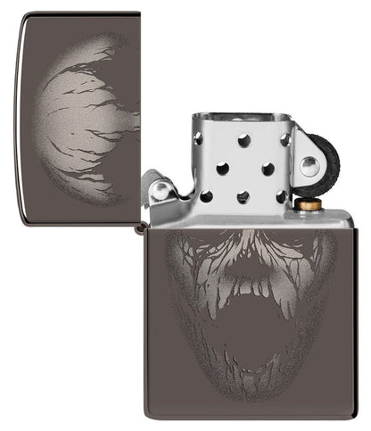 Zippo Screaming Monster Design, Black Ice Finish Windproof Lighter #49799