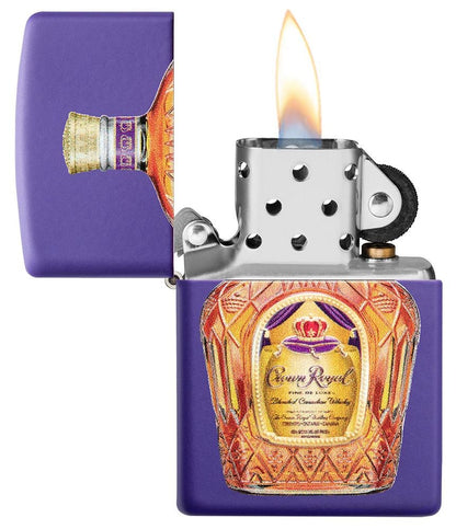 Zippo Crown Royal Purple Matte Lighter + Small Pouch Gift Set #49661